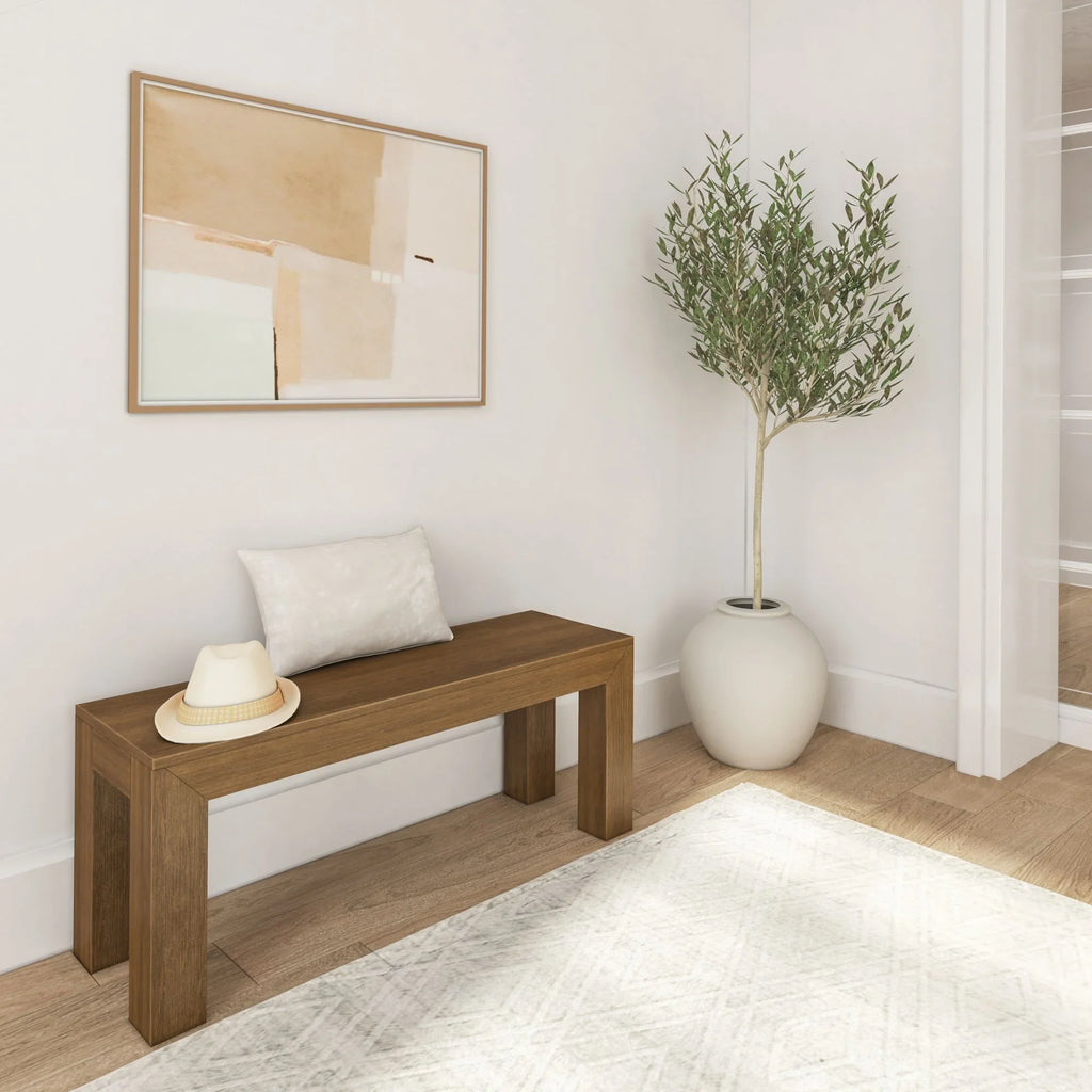 Plank+Beam Modern Dining Bench, Solid Wood Bench for Dining Table, 49", Blonde Wirebrush - image 15