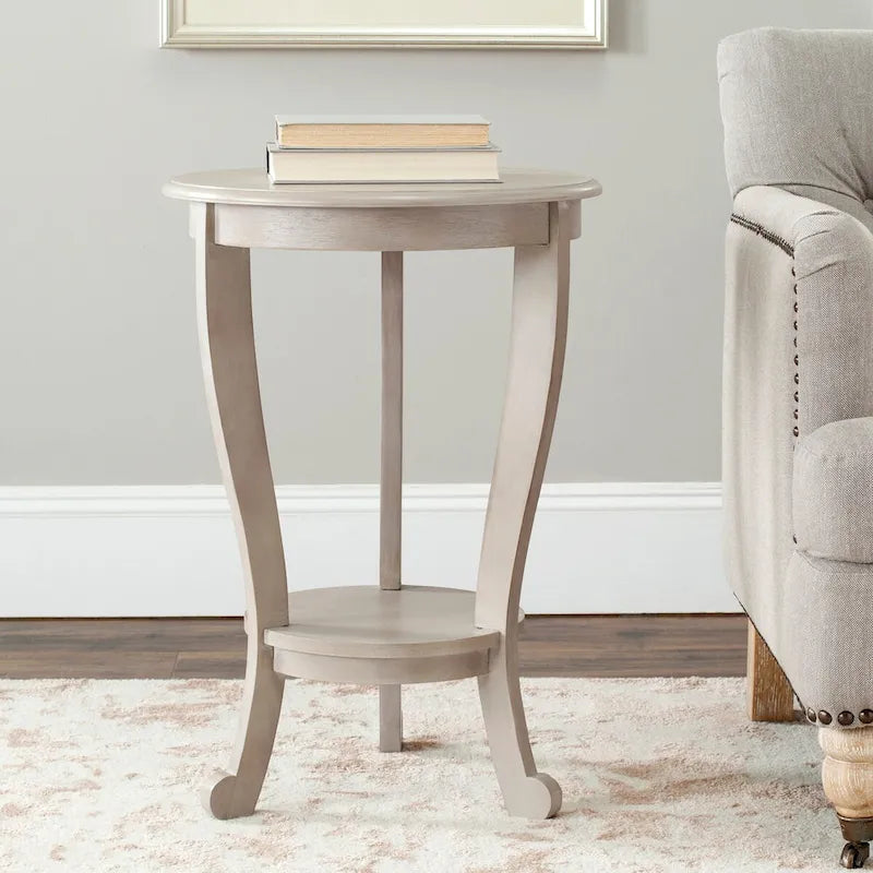 SAFAVIEH Carlotta Grey Pedestal Side Table - Dimensions: 18.1" W x 18.1" D x 26" H - image 1