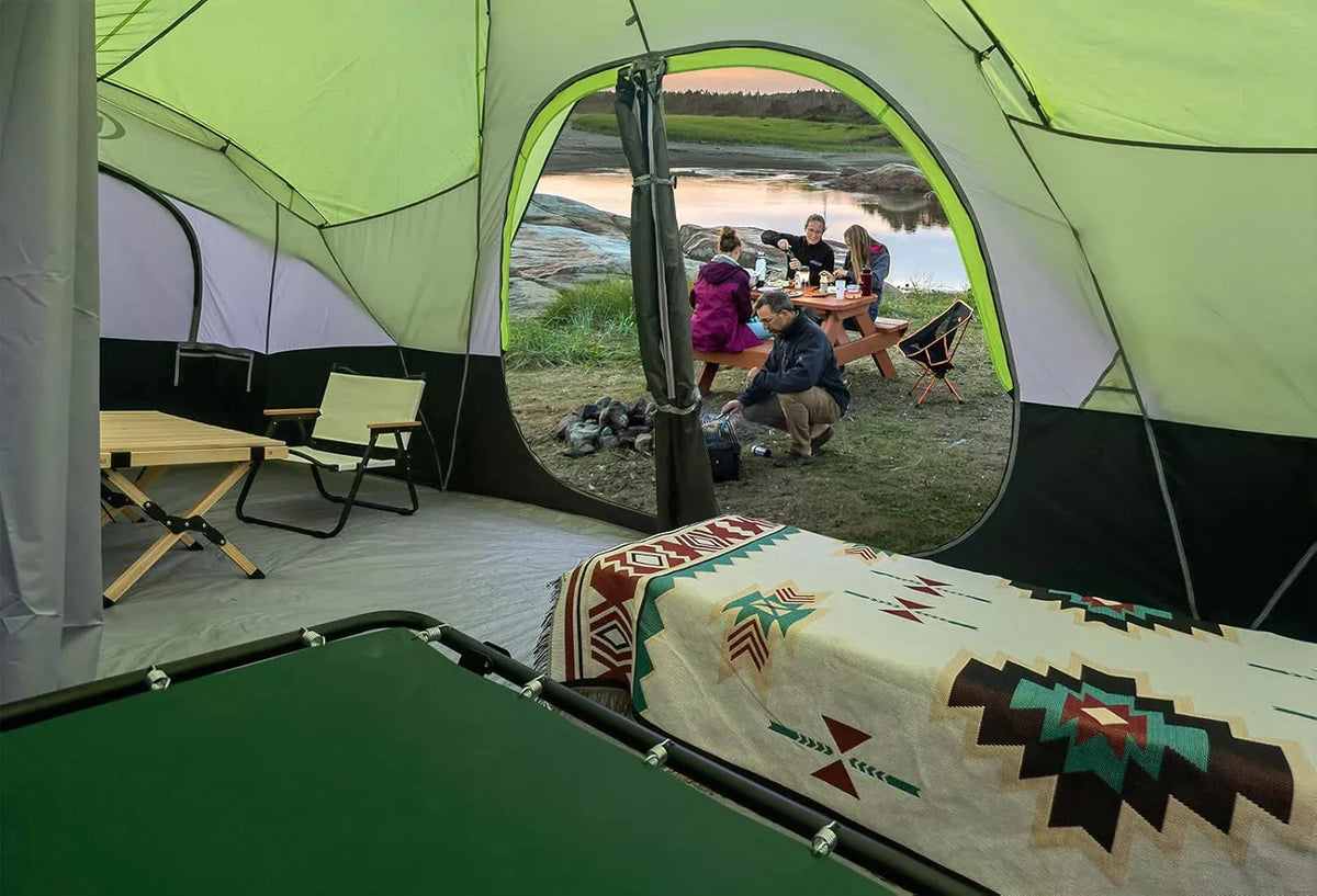 UNP Camping Tent 10-Person-Family Tents, Parties, Music Festival Tent, Big, Easy Up, 5 Large Mesh Windows, Double Layer, 2 Room, Waterproof, Weather Resistant, 18ft x 9ft x78in - image 21
