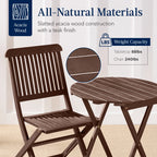 Best Choice Products 3-Piece Acacia Wood Bistro Set, Folding Patio Furniture w/ 2 Chairs, Table - Natural - image 51