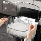 Nugget Ice Makers Countertop, Pebble Ice Machine with Chewable Pellet Ice, 34Lbs/24H, Self-Cleaning, Sonic Ice, One-Click Operation, for Kitchen,Office Stainless Steel Black - image 10