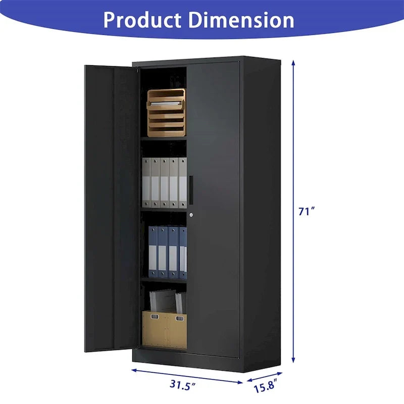 Steel Tool Storage Cabinet with Doors and 3 Shelves - Metal Garage Organizer - image 4