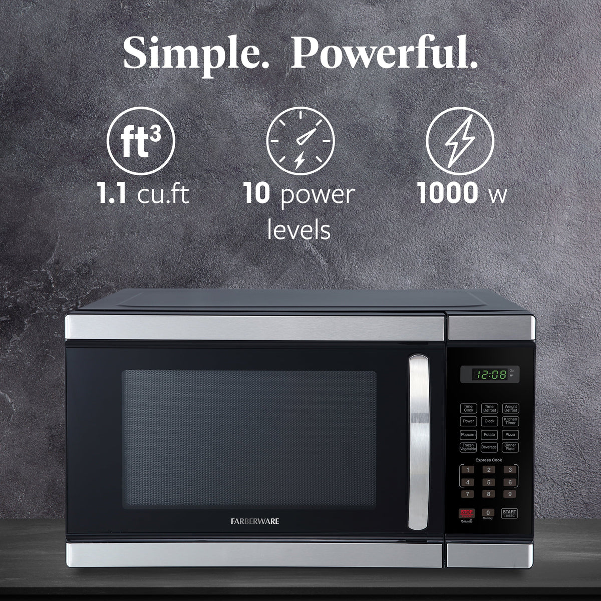 Farberware FMGZ09BKA 0.9 Cu. Ft. Microwave Oven, 900W, Digital Control, LED Display, 6 Cooking Presets, Black - image 59