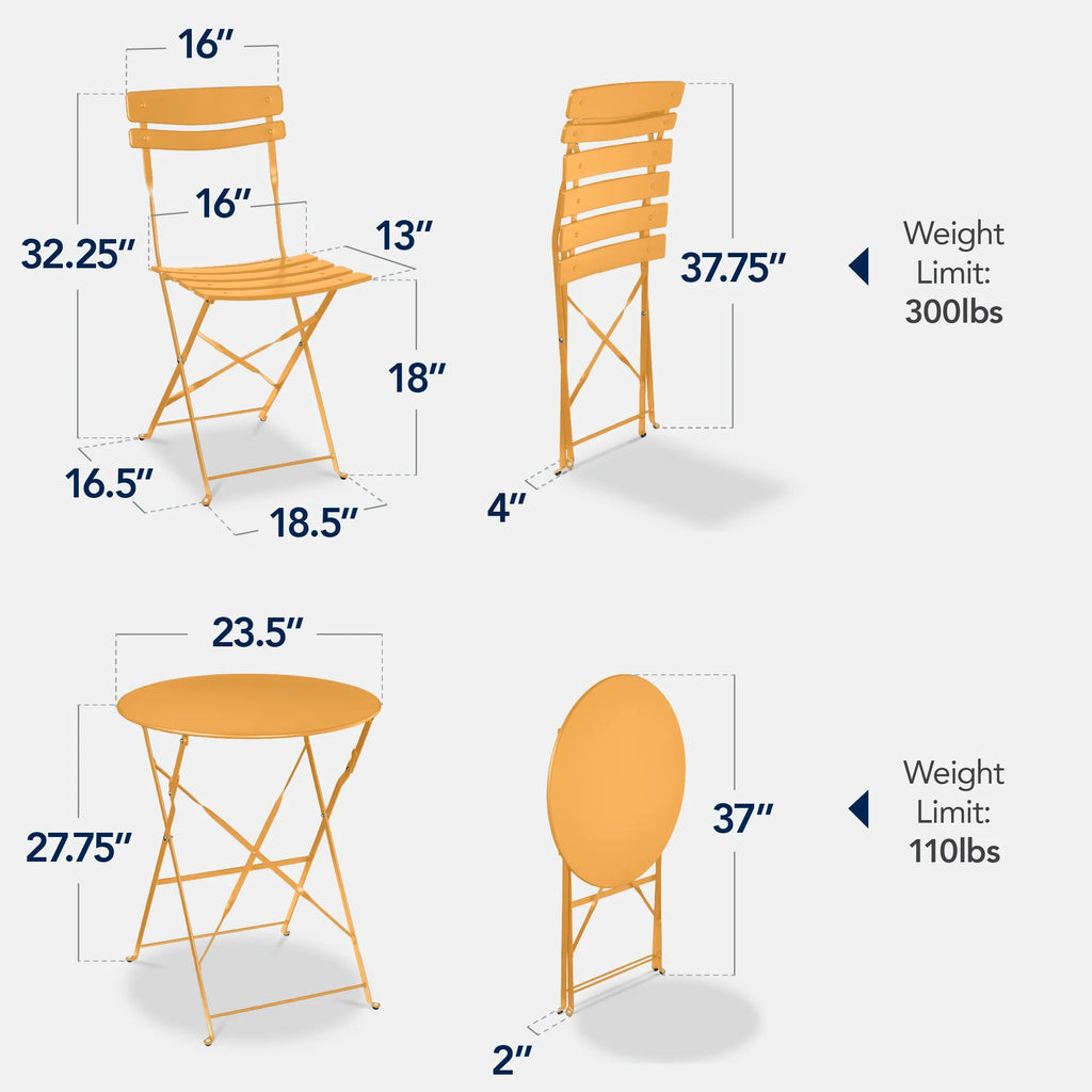 Best Choice Products 3-Piece Small Bistro Set, Folding Patio Furniture Set of 2 Chairs and Table - Black - image 173
