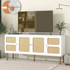 Bohemian Country Wood and Rattan TV Stand Media Console Storage Cabinet - Dimensions: 16.9" x 64.9" x 28.3" - image 12