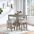 5-Piece Wood Dining Set: Square Table with 4 Upholstered Chairs - image 1