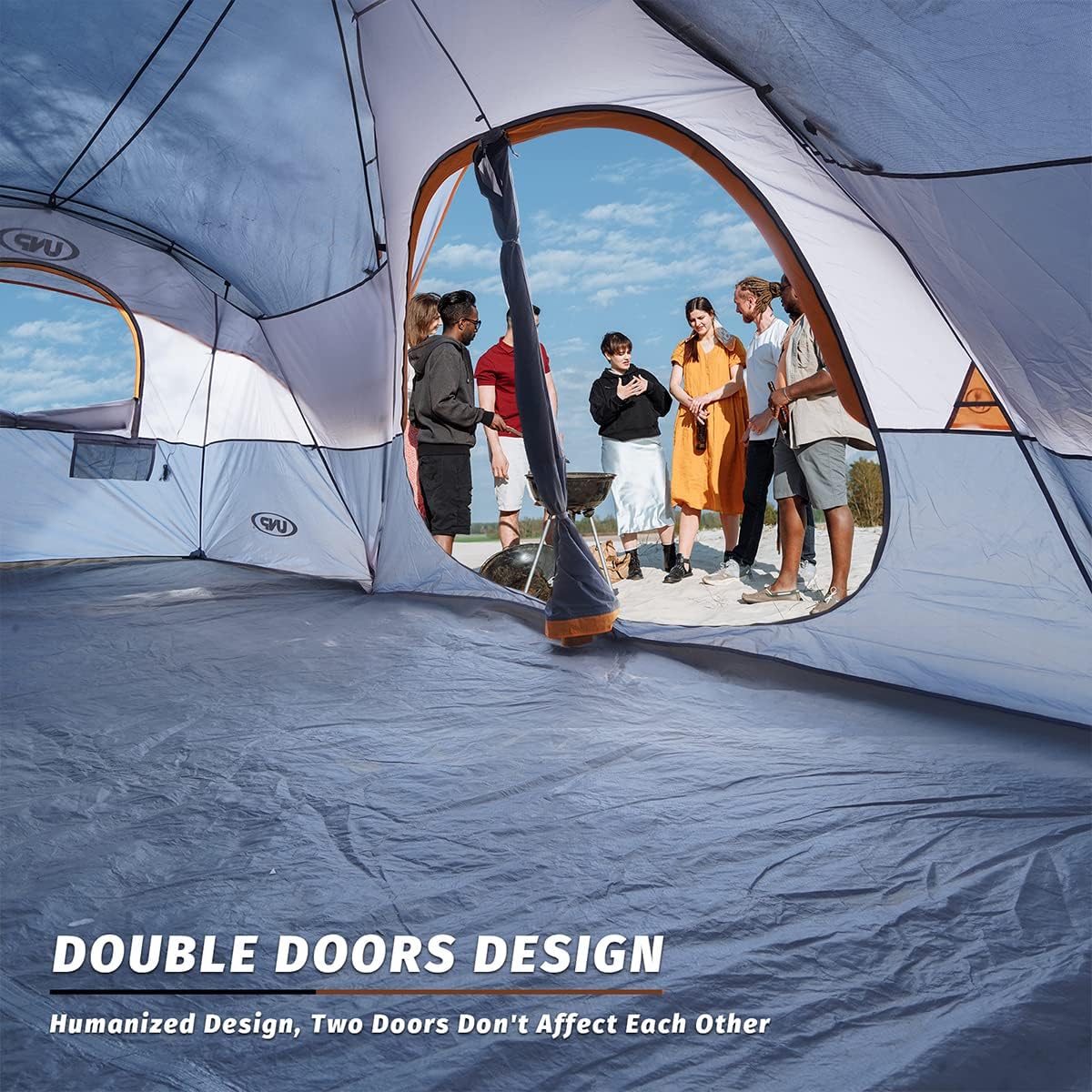 UNP Camping Tent 10-Person-Family Tents, Parties, Music Festival Tent, Big, Easy Up, 5 Large Mesh Windows, Double Layer, 2 Room, Waterproof, Weather Resistant, 18ft x 9ft x78in - image 41