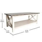 Farmhouse Coffee Table with Shelf and X-Frame Design - image 29