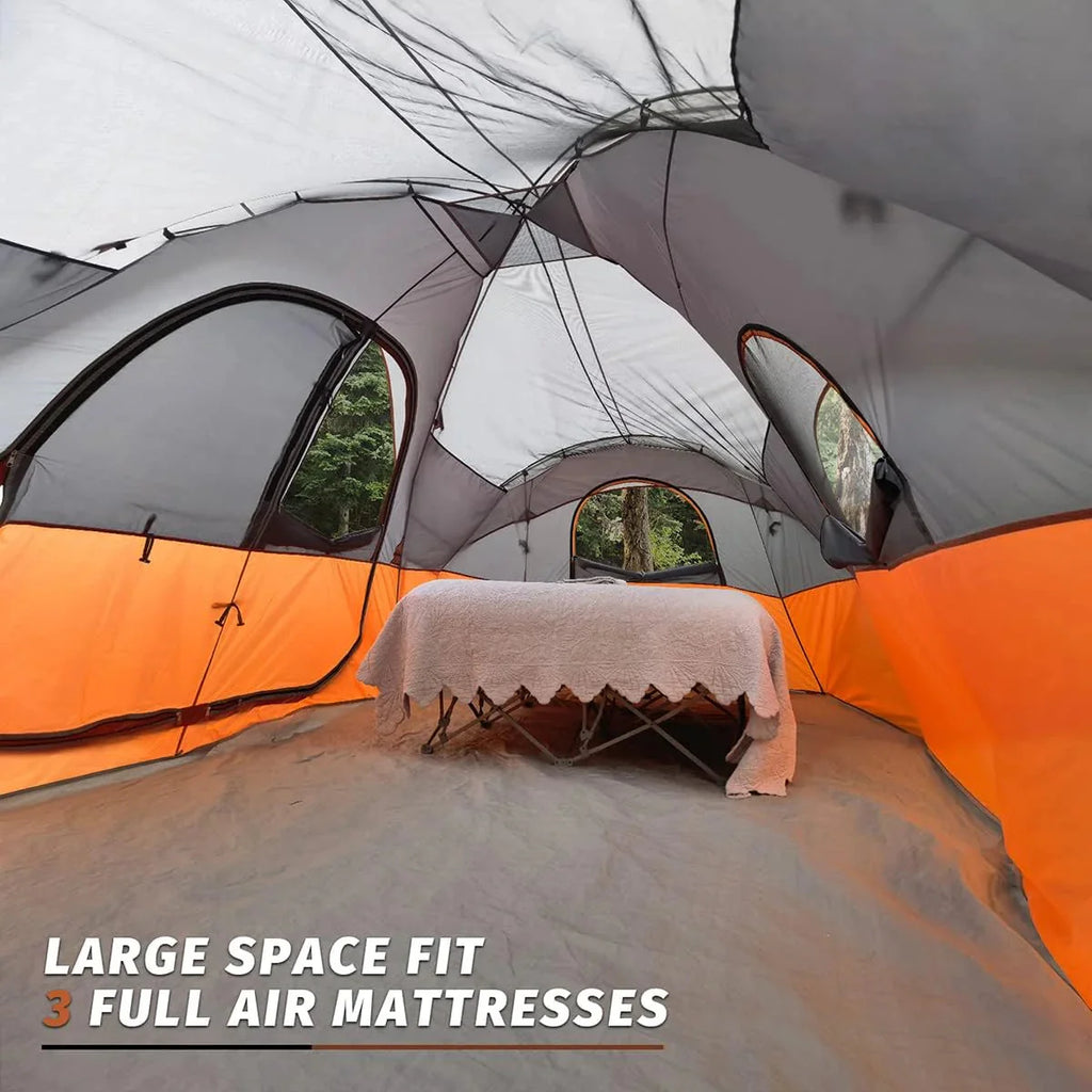 UNP Camping Tent 10-Person-Family Tents, Parties, Music Festival Tent, Big, Easy Up, 5 Large Mesh Windows, Double Layer, 2 Room, Waterproof, Weather Resistant, 18ft x 9ft x78in - image 33