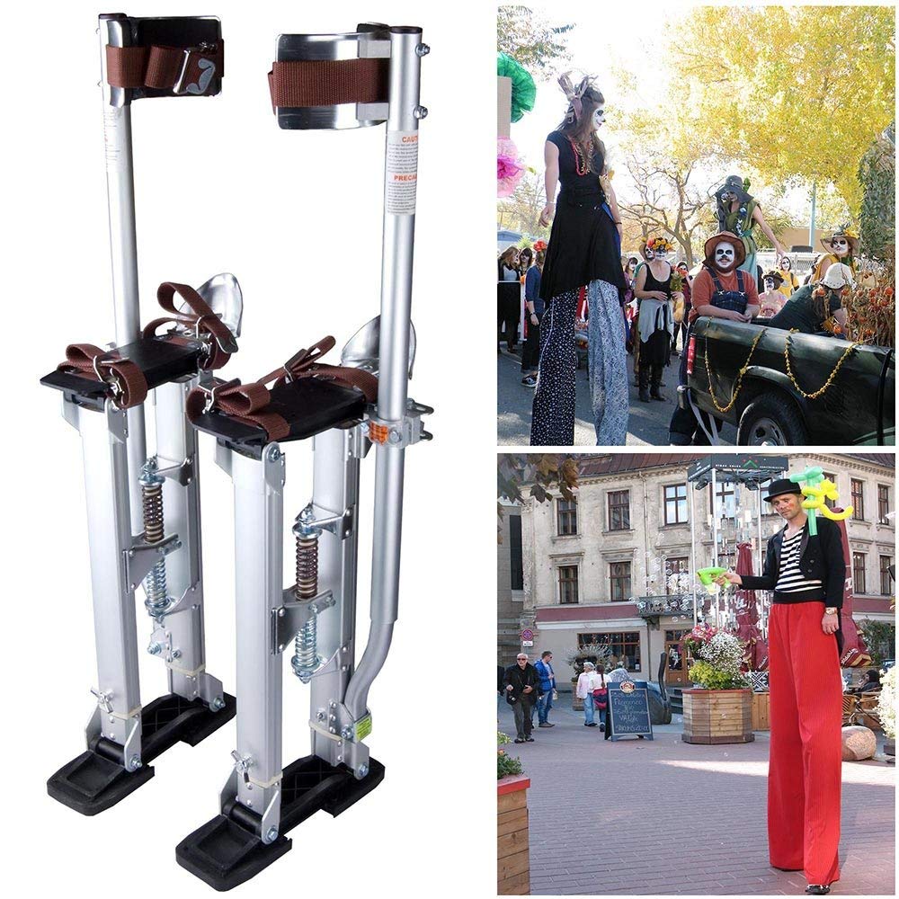 24-40 Adjustable Aluminum Drywall Stilts 227Lbs Load Capacity 3-Position Heel Bracket Dual Action Springs for Painting Taping or Cleaning Silver US Delivery (Silver) - image 1