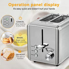 whall Toaster 2 slice Stainless Steel Toasters with Bagel, Cancel, Defrost Function, for Various Bread Types - image 3