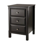 Elegant Black Wooden Nightstand with 3 Generous Storage Drawers - Dimensions: 15.75L x 15.75W x 23.63H - image 3