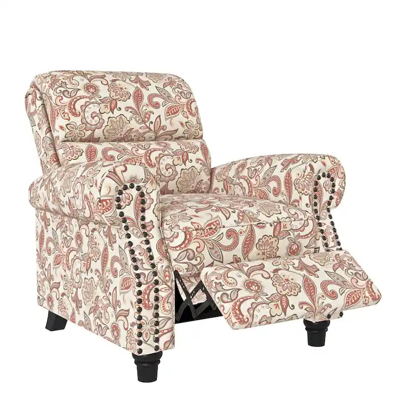 Push Back Recliner Chair with Padded Cushion and Solid Wood Legs - image 4