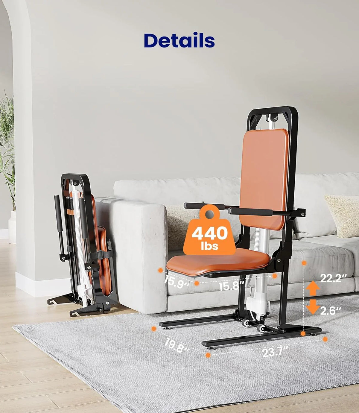 MAIDeSITe Electric Floor Lift, 200 kg Load Capacity, Support for Seniors - image 4