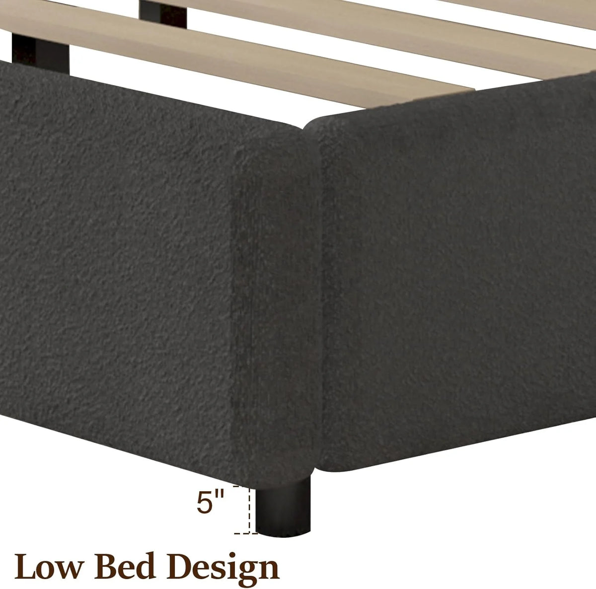4 EVER WINNER Queen Size Bed Frame, Boucle Upholstered Bed Frame with Headboard, White Queen Bed Frame, White - image 13