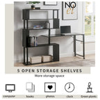 Modern Computer Desk with 5-Tier Shelves – Space-Saving Rotatable Workstation - image 5