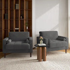 Set of 2 Modern Wide Armchairs in Corduroy - Accent Chairs - image 15
