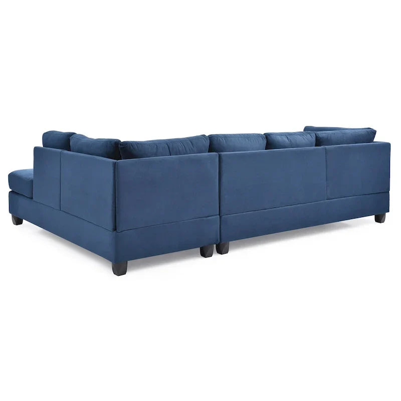 Malone 111-Inch Suede 4-Seater Sectional Sofa with Two Throw Pillows - Dimensions: 111L x 78W x 34H - image 5