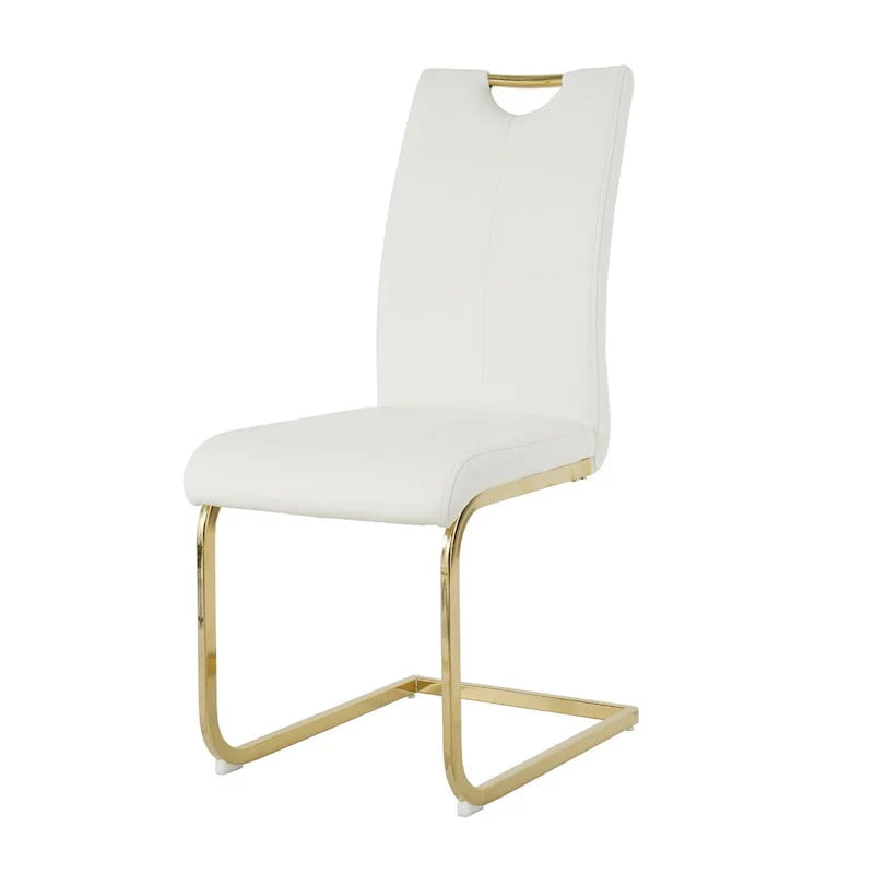 4-Piece Modern Faux Leather Dining Chair Set with Gold Metal Legs and Padded Seats - image 11