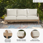 Signature Design by Ashley Clare View Coastal Outdoor Patio Eucalyptus Sofa with Cushions, Beige - image 69