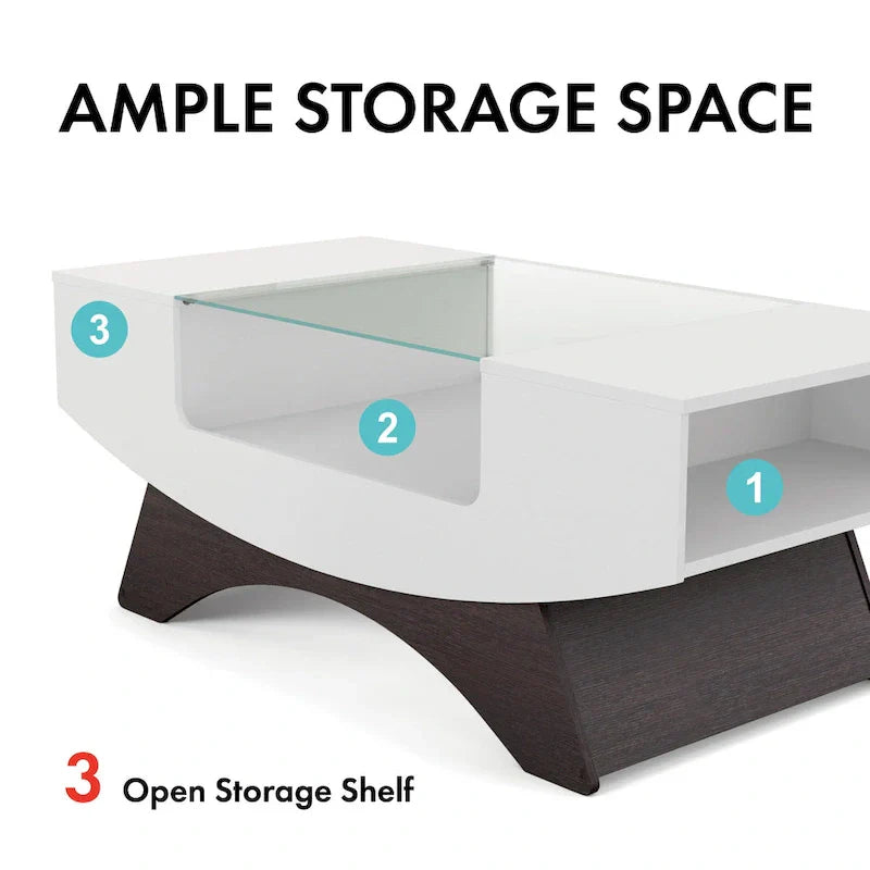 Angelic Contemporary Storage Coffee Table with Glass Insert by Furniture of America - image 14