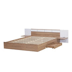 Natural Queen Size Platform Bed with Headboard, Storage Drawers, Shelves, USB Ports, and Outlets - image 11