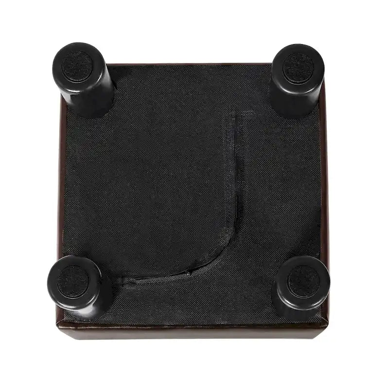 Square Footrest Stool with Upholstered Seat and Wooden Legs - image 13