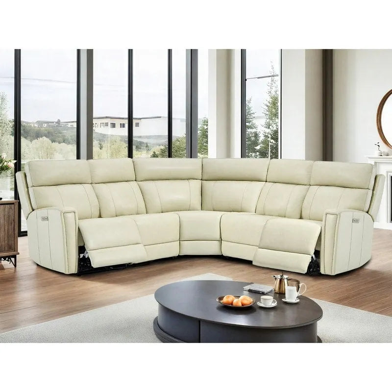 104" 3-Color Genuine Leather Power Reclining Sectional Sofa with Zero Gravity Feature, USB & USB-C Ports, and 2 Stationary Armless Chairs - image 1
