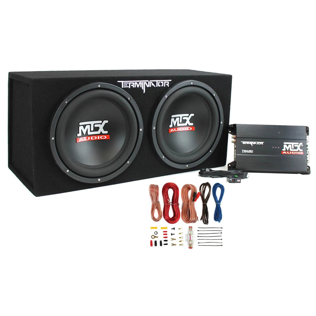 MTX 12" 1200W Dual Loaded Car Subwoofer Audio, Sub Box, Amplifier & Amp Kit - image 1