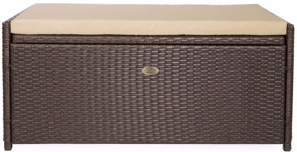 Barton Outdoor Storage Bench Rattan Style Deck Box Wicker Patio Furniture Water Resistance w/Seat Cushion, 60-Gallon, Brown - image 3