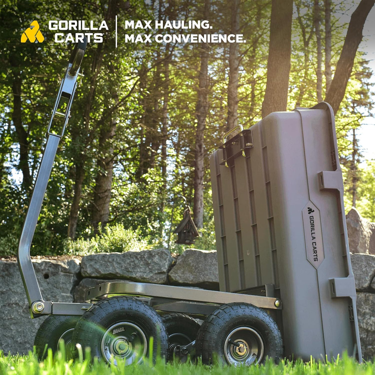 Heavy Duty Poly Utility Dump Wagon Garden Cart w/Pneumatic Tires, 6 Cu Ft - 1200 lb Capacity Outdoor Wheelbarrow for Yard, Landscaping & Gardening, Lawn Tractor or ATV Towable-Gorilla Carts - image 36