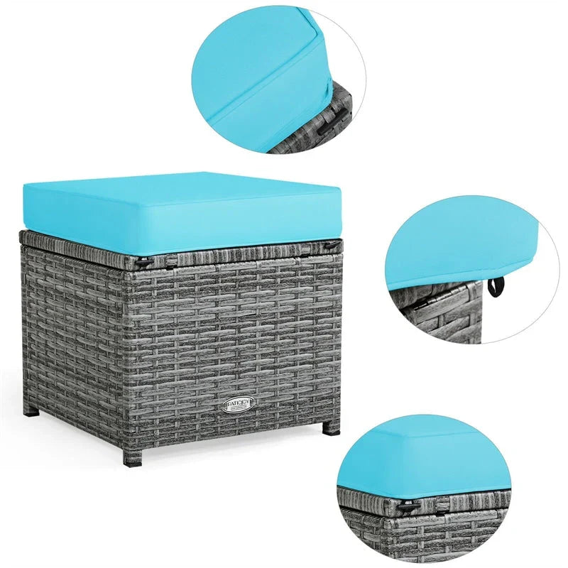 7 Pcs Rattan Patio Dining Furniture Sectional Sofa Set with Dining Table, Ottomans & Cushions - image 41