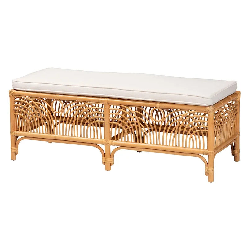 Bali & Pari Materra Contemporary Bohemian Natural Brown Rattan Bench - image 2