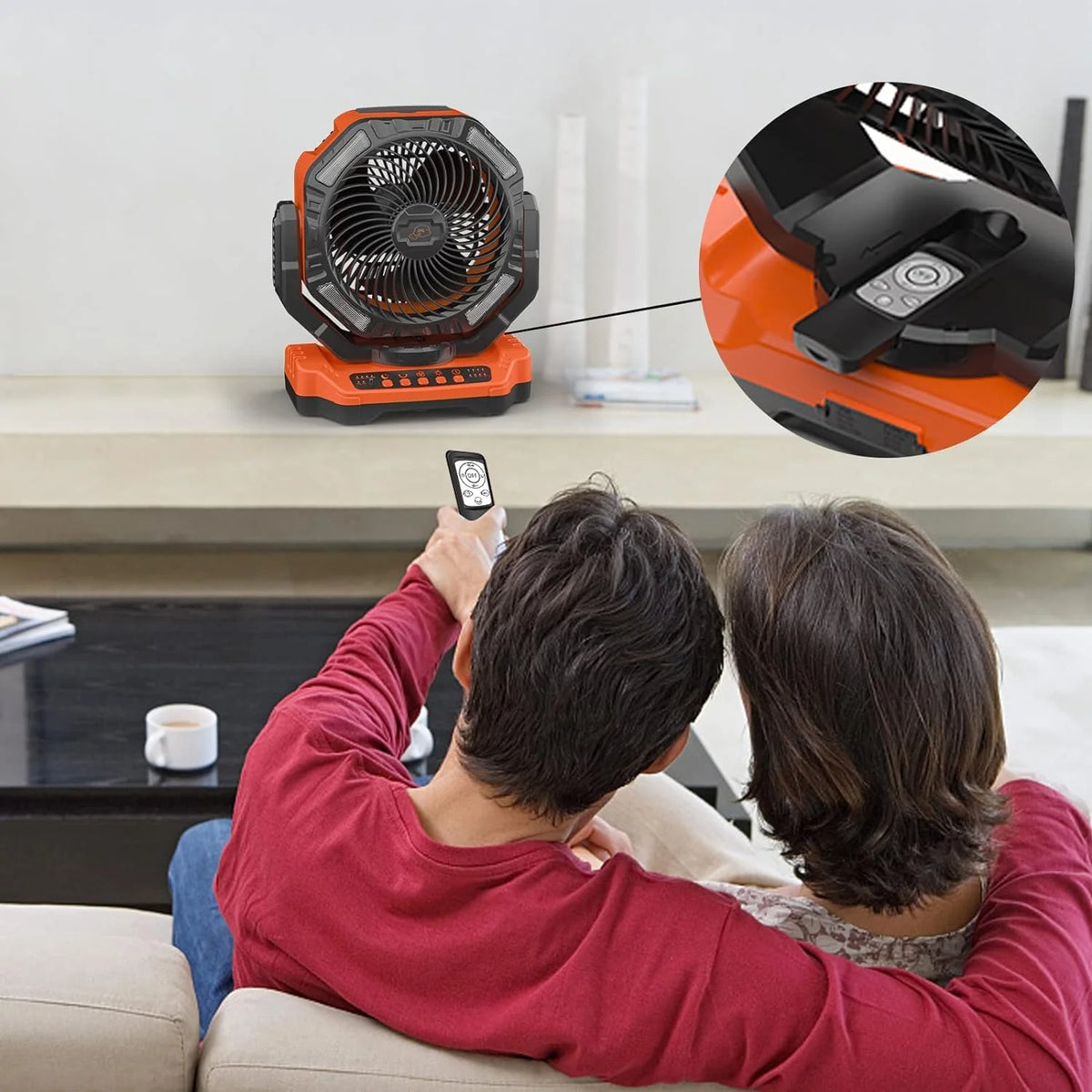 40,000mAh Battery Operated Fan, 13" Remote Camping Fan with LED Auto-Oscillating Rechargeable Fan Powerful Portable Desk Fan for Home, Camping, RV, Courtyard, Picnic, Emergency Power - image 8