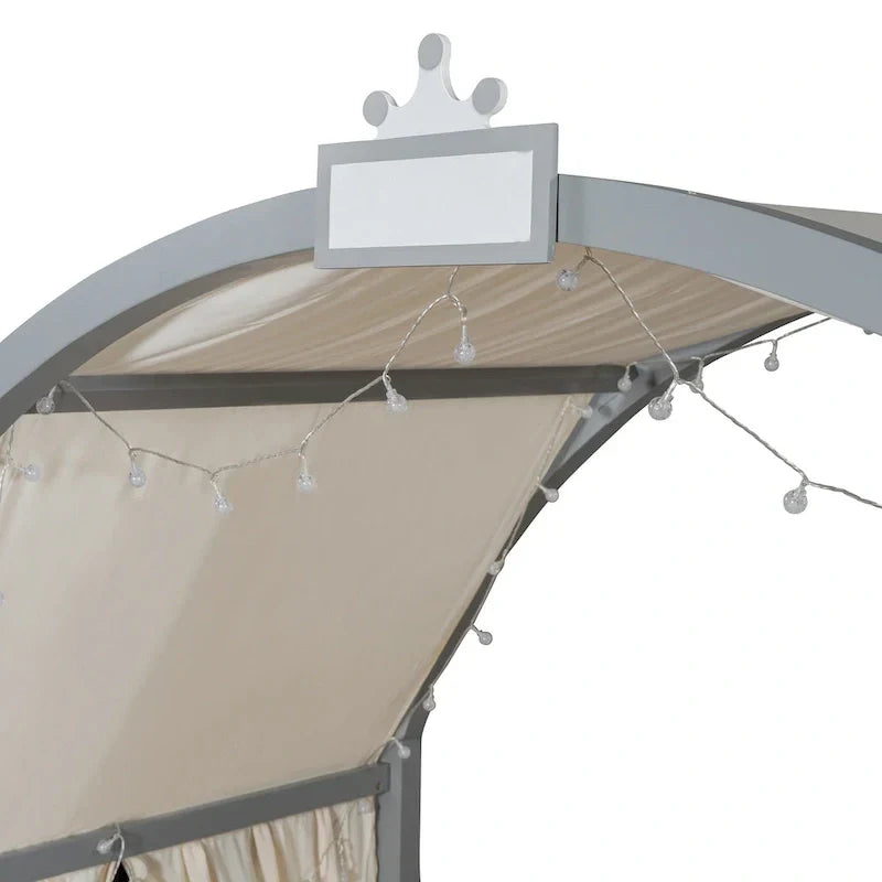 Gray Twin Bed with Arched Canopy and Trundle - image 20