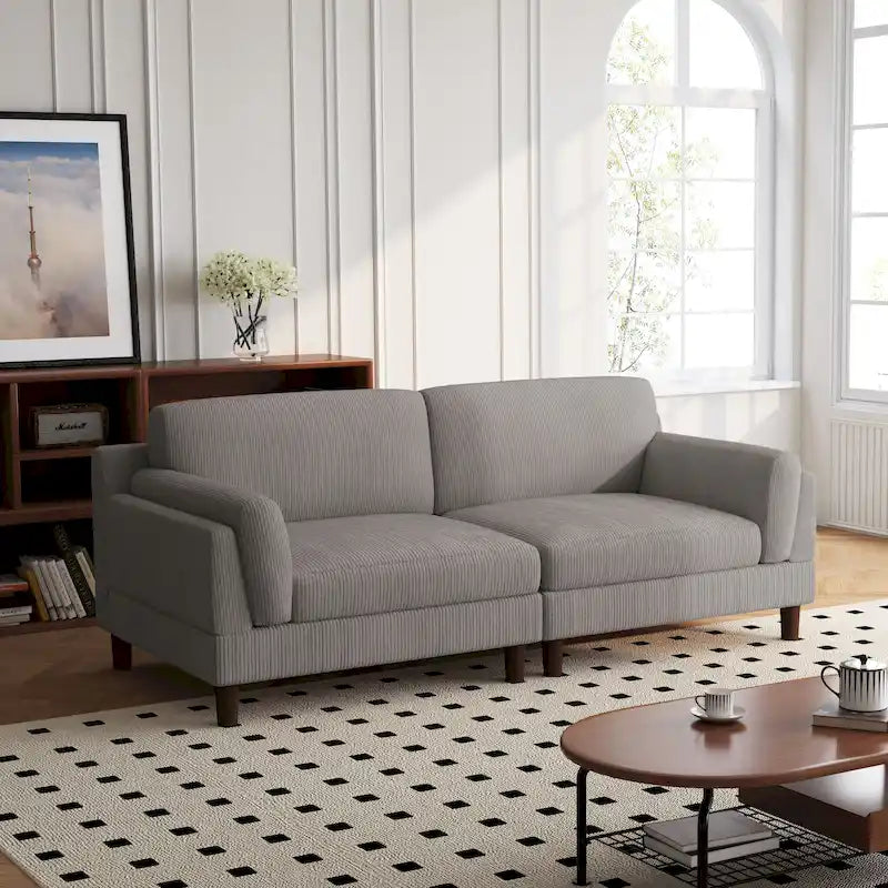 90-Inch Oversized Corduroy Sofa for Living Room with Reversible Cushions - image 6