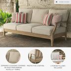 Signature Design by Ashley Clare View Coastal Outdoor Patio Eucalyptus Sofa with Cushions, Beige - image 48