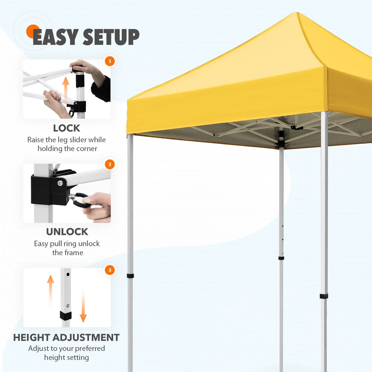 EAGLE PEAK 5x5 Pop up Canopy Tent Instant Outdoor Canopy Easy Set - up Straight Leg Folding Shelter（blue） - image 31
