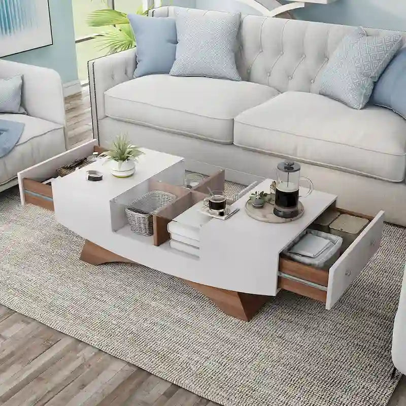 Angelic Contemporary Storage Coffee Table with Glass Insert by Furniture of America - image 7