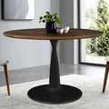 Round Walnut Finish Dining Table - image 2
