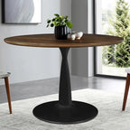 Round Walnut Finish Dining Table - image 2