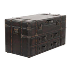 Roche River Decor Faux Leather or Linen Fabric Coffee Table Trunk with 2 Drawers and Buckle Hinged Top - Available in Dark Blue or Brown - image 6