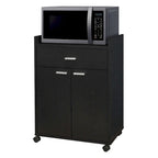 Black Kitchen Microwave Cart with Accent Storage Cabinet, Featuring 1 Drawer and 2 Doors - image 2