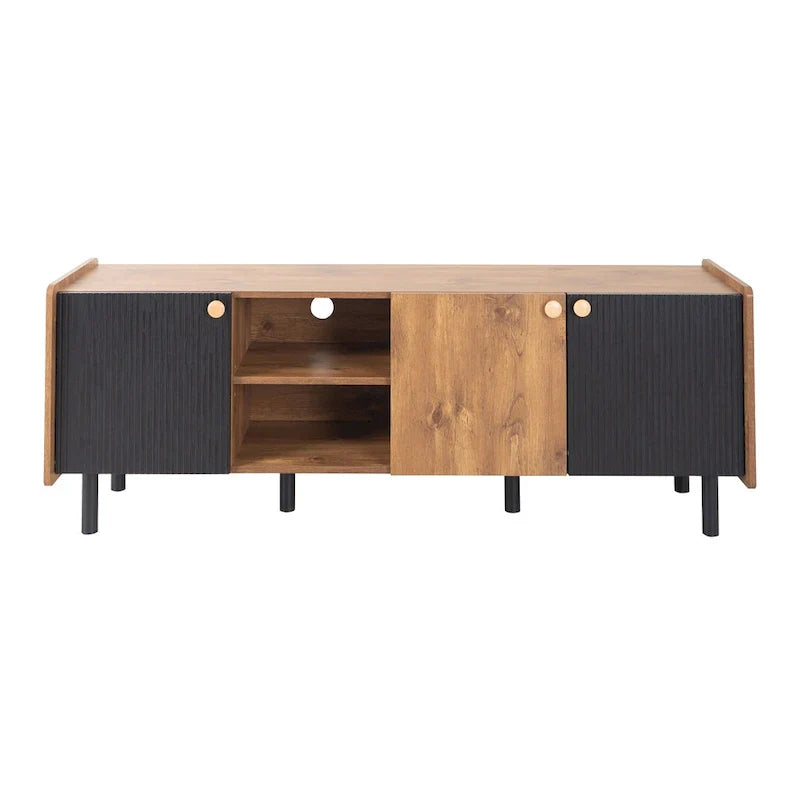 Mid-Century Modern TV Stand with 3 Cabinets - Media Console for TVs up to 70 inches, Stylish Entertainment Center with Storage for Living Room - image 14