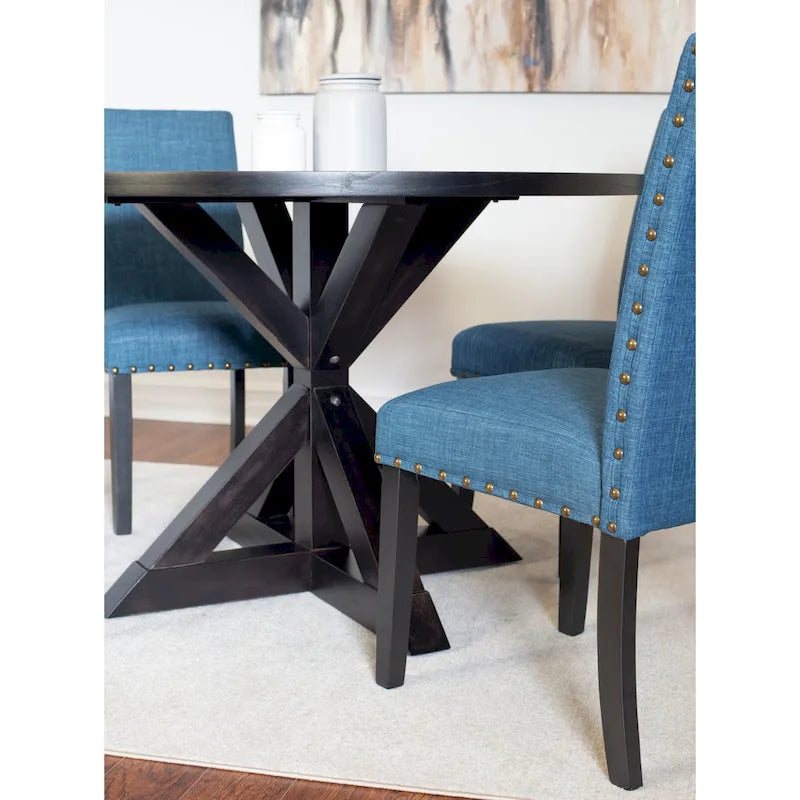 Roundhill Furniture Mytzi 5-Piece Dining Set: Cross-Buck Table with 4 Elegant Chairs - image 3