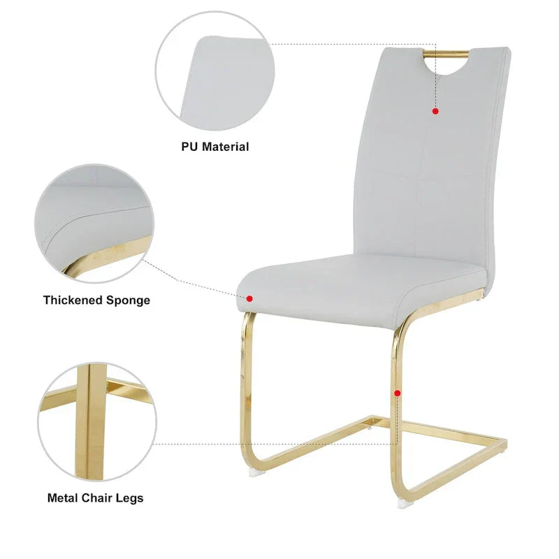 4-Piece Modern Faux Leather Dining Chair Set with Gold Metal Legs and Padded Seats - image 24