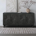Large Floral Carved Storage Cabinet - Sideboard Buffet - image 27