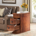 Solid Wood Chairside End Table, Two-Drawer Narrow Side Table Slim - image 2