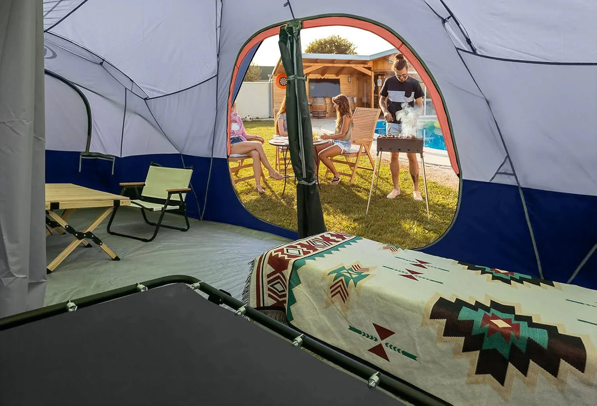 UNP Camping Tent 10-Person-Family Tents, Parties, Music Festival Tent, Big, Easy Up, 5 Large Mesh Windows, Double Layer, 2 Room, Waterproof, Weather Resistant, 18ft x 9ft x78in - image 46
