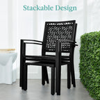 Best Choice Products 3-Piece Stackable Steel Outdoor Conversation Bistro Set, Patio Chat Furniture w/ 2 Chairs, Table- Black - image 11